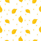 Bright summer juicy lemon cartoon seamless pattern.