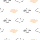 Light pink baby clouds seamless vector pattern.