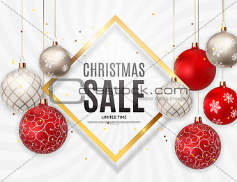 Christmas and New Year Sale Background, Discount Coupon Template. Vector Illustration