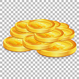 Stack Bitcoins on transparent background