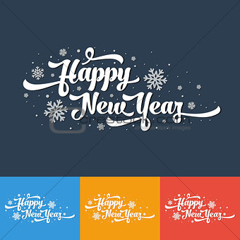 Vector text on colour background. Happy New Year lettering for invitation and greeting card, prints and posters. Calligraphic design