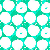 Turquoise seamless background with apples