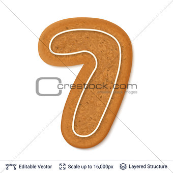Gingerbread number isolated on white.