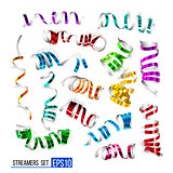 Festive colorful ribbons on white