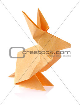 Orange easter bunny of origami.