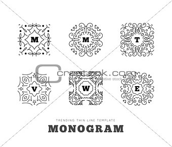 Monogram series with letters on white background