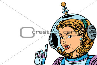 Girl astronaut isolated on white background
