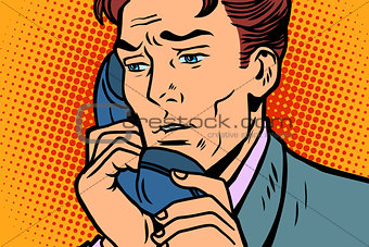 Pop art businessman talking on the phone