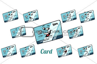 Bank card emotions emoticons set isolated on white background