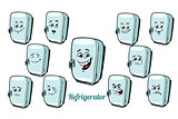 refrigerator emotions emoticons set isolated on white background