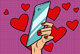 women and mobile Valentine day