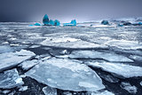 Glacial lake with icebergs