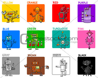 main colors cartoon educational set with robots