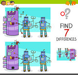 differences game with comic robot characters