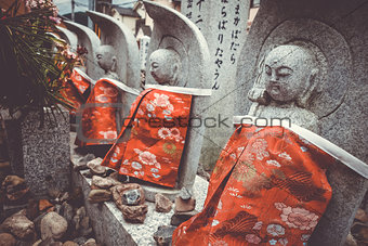 Jizo statues in Arashiyama temple, Kyoto, Japan