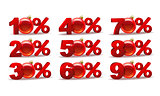 Set of percent discount sale icons