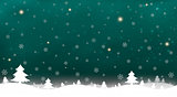 Merry Christmas and New Year of green snow star light background on blue sky
