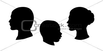 Vector black silhouette of family
