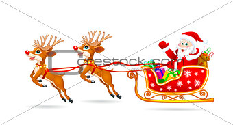 Santa on sleigh with deer
