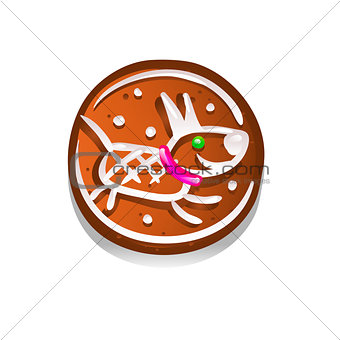 Cute gingerbread cookies for christmas with a dog symbol 2018. Isolated on white background. Vector illustration.