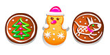 Set of cute gingerbread cookies for Christmas. Isolated on white background. Vector illustration.