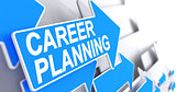 Career Planning - Text on the Blue Pointer. 3D.
