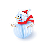 Color paper cut design and craft Snowman