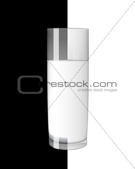 Abstract Milk Glass on Black and White Background Vector Illustration 