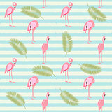 Colorful Pink Flamingo Seamless Pattern Background. Vector Illus