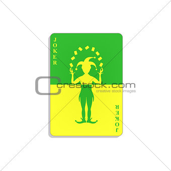 Playing card with Joker in green and yellow design
