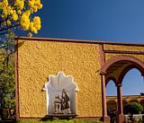 Yellow Flowers Christian Street Shrine Blue Sky Guadalajara Mexi