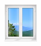 new closed plastic glass window frame isolated