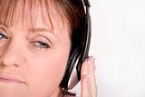 Female listening on headphones