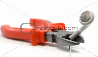 Red cutters and an earphone