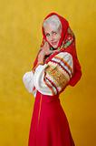 a beautifull woman in a folk russian dress