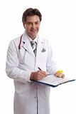 Doctor with health record and medicine
