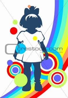 little girl and rainbow