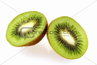 two slices of fresh juicy kiwi fruit