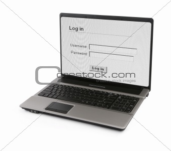 notebook with log in screen