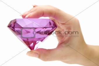 Holding a Pink Gemstone