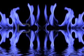Blue flames reflection