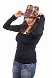 Happy casual woman with hat