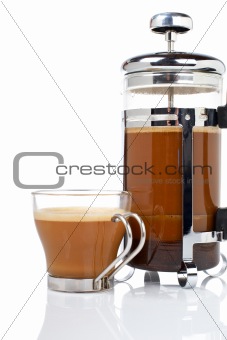 Cup and coffee pot
