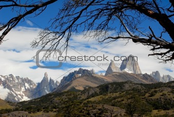 Mountains Fitz Roy and Cerro Torre from El Chalten.