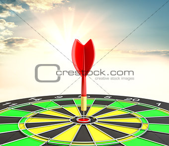 Red dart arrow hit target point center