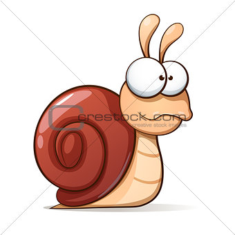 Funny, cute cartoon snail. Vector illustration.