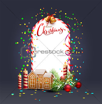 Merry Christmas template frame greeting card