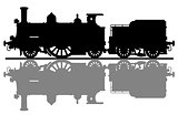 The silhouette of a vintage steam locomotive