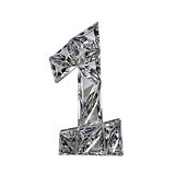 Crystal triangulated font number ONE 1 3D