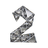 Crystal triangulated font number TWO 2 3D